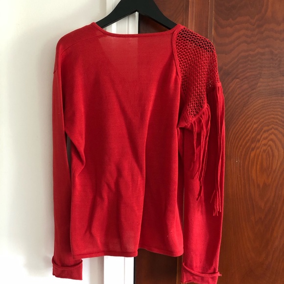 Cool Knit Sweater with Mesh Detail AND Fringe! Circa Y2K - Picture 5 of 8
